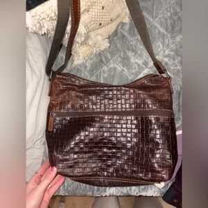 Elegant Brown Woven Crossbody Bag